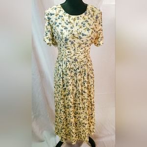 Floral yellow pastel linen cottagecore dress